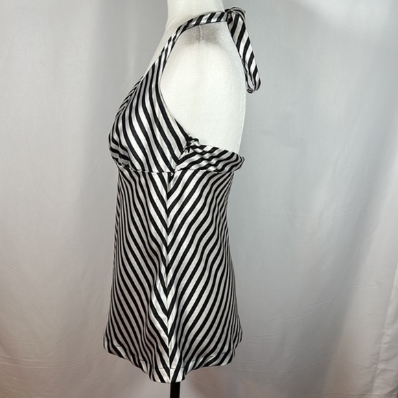 H&M Black & White Striped Satin Halter Top - Picture 3 of 7